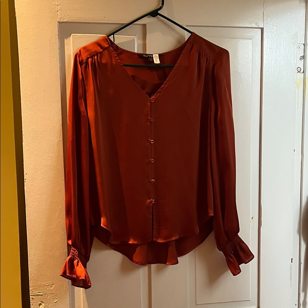 Velvet Heart Rust Button-Down Blouse